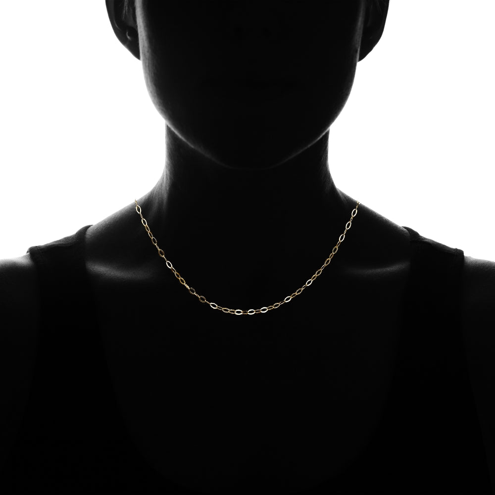 Yellow Gold Flashed Sterling Silver 0.90mm Thin Delicate Cable Chain Necklace, 16 Inches-3