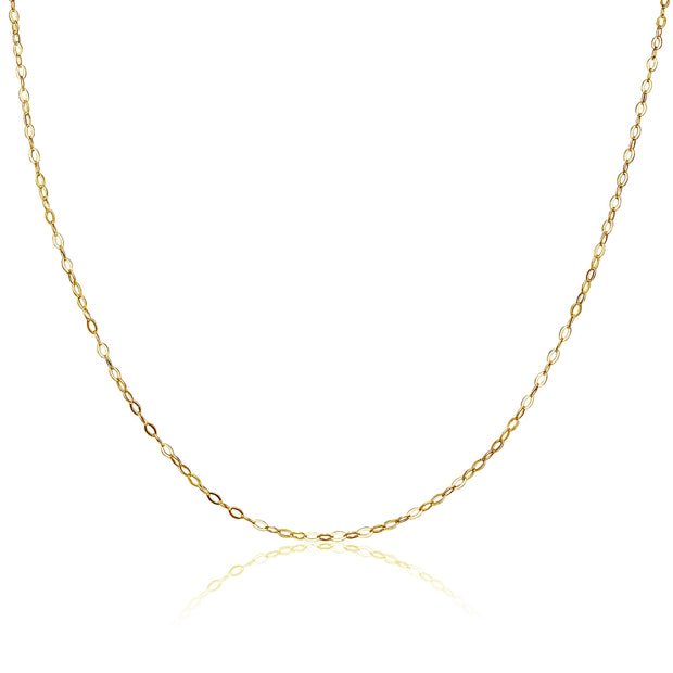 Yellow Gold Flashed Sterling Silver 0.90mm Thin Delicate Cable Chain Necklace, 18 Inches