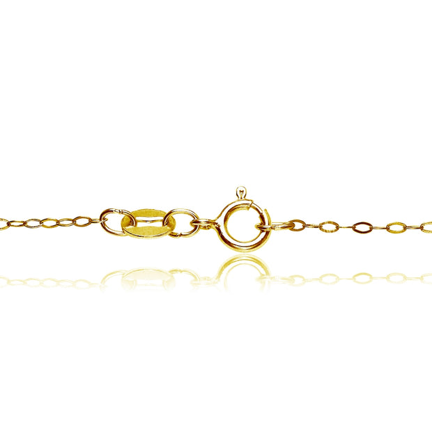 Yellow Gold Flashed Sterling Silver 0.90mm Thin Delicate Cable Chain Necklace, 18 Inches
