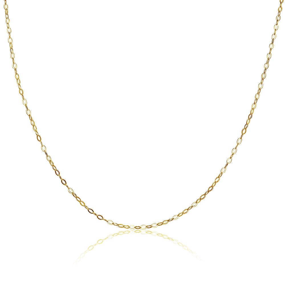 Yellow Gold Flashed Sterling Silver 0.90mm Thin Delicate Cable Chain Necklace, 20 Inches