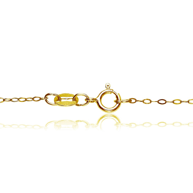 Yellow Gold Flashed Sterling Silver 0.90mm Thin Delicate Cable Chain Necklace, 20 Inches