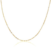 Yellow Gold Flashed Sterling Silver 0.90mm Thin Delicate Cable Chain Necklace, 24 Inches