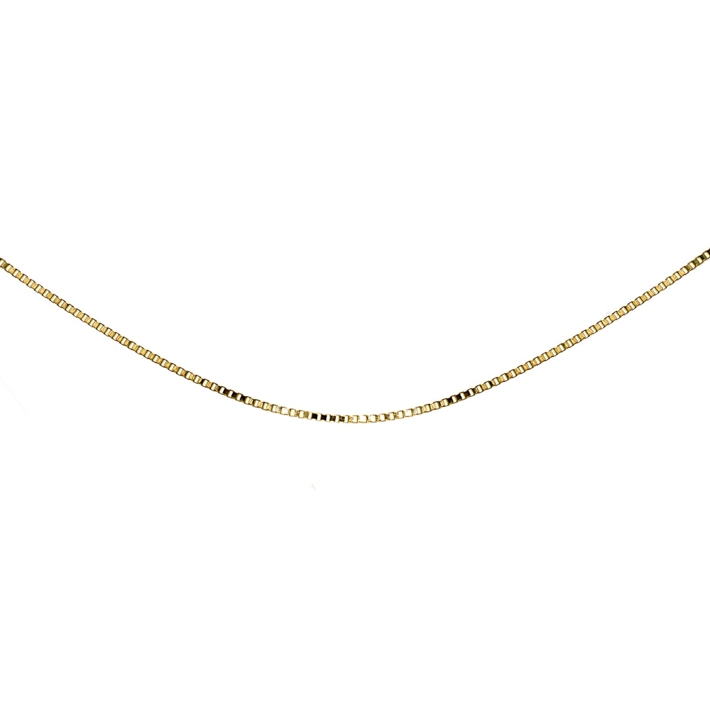 Yellow Gold Flashed Sterling Silver 1mm Thin Choker Size Box Chain Necklace for Pendants, 13” + 3”