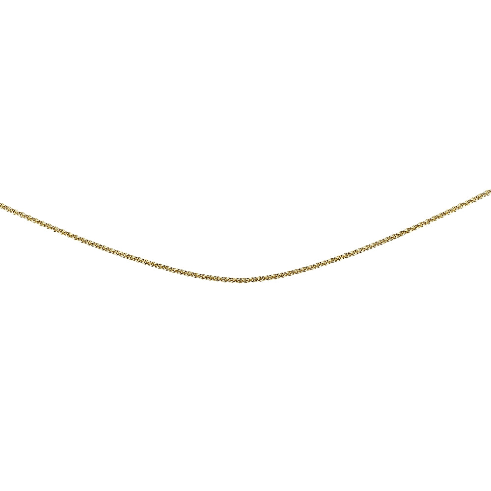 Yellow Gold Flashed Sterling Silver 1mm Thin Cable Rolo Choker Size Chain Necklace for Pendants, 13” + 3”