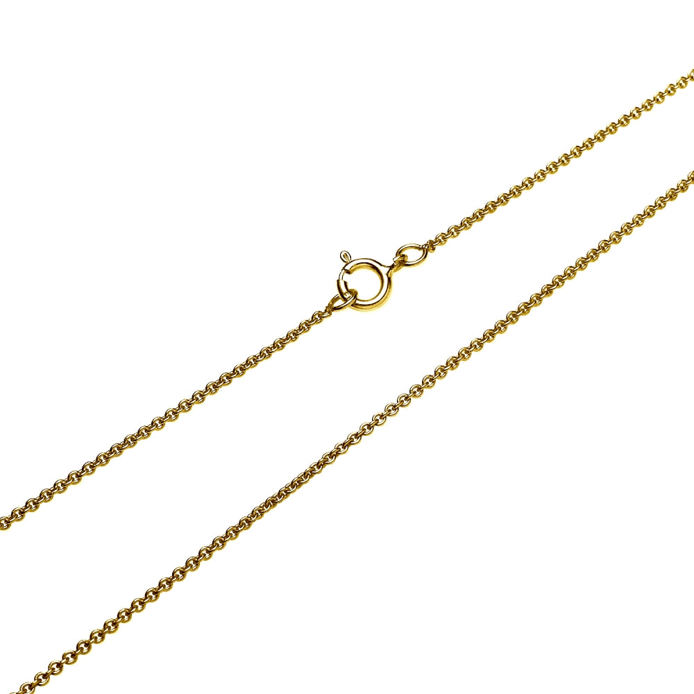 Yellow Gold Flashed Sterling Silver 1mm Thin Cable Rolo Choker Size Chain Necklace for Pendants, 13” + 3”-2