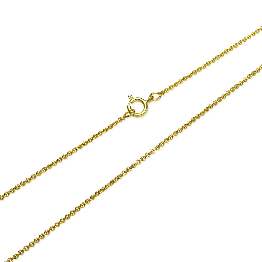 Yellow Gold Flashed Sterling Silver 1mm Thin Cable Rolo Chain Necklace, 14 Inches-3
