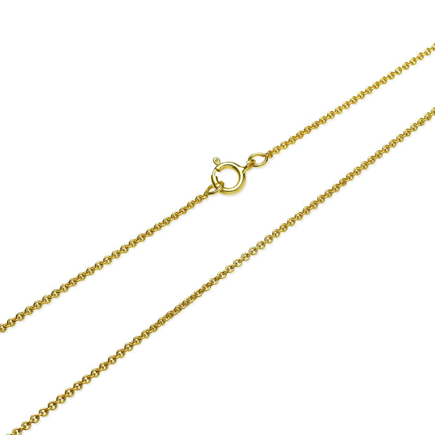 Yellow Gold Flashed Sterling Silver 1mm Thin Cable Rolo Chain Necklace, 14 Inches