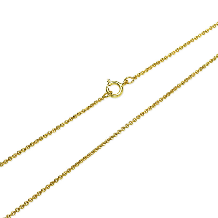 Yellow Gold Flashed Sterling Silver 1mm Thin Cable Rolo Chain Necklace, 16 Inches