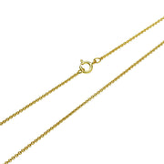Yellow Gold Flashed Sterling Silver 1mm Thin Cable Rolo Chain Necklace, 18 Inches