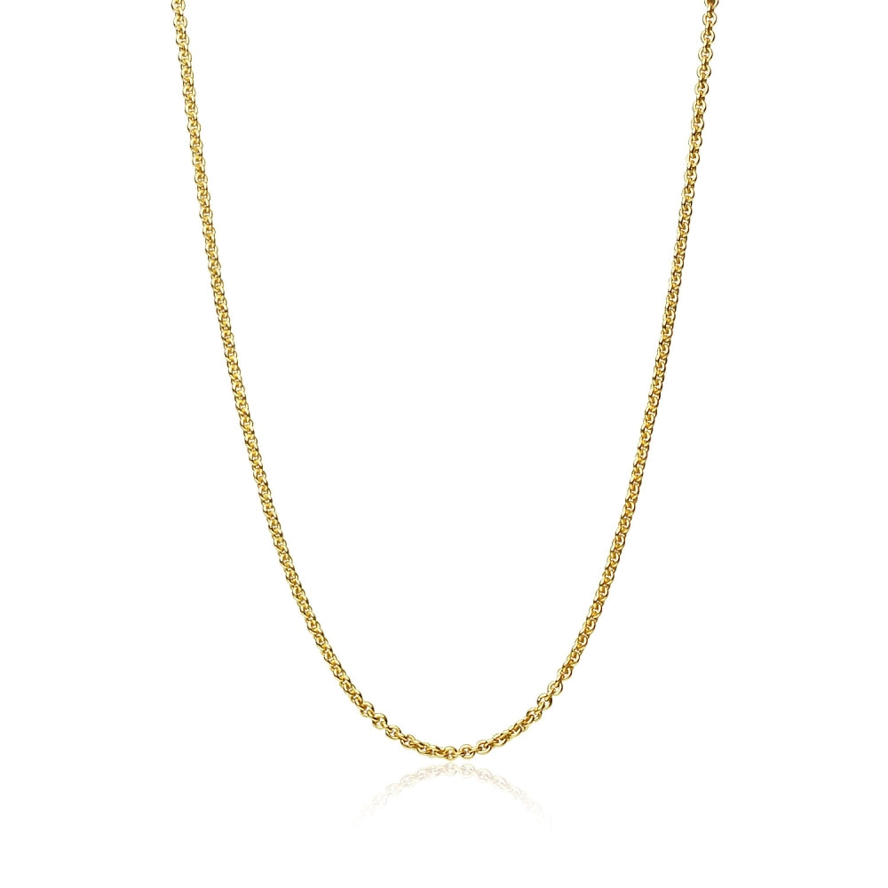 Yellow Gold Flashed Sterling Silver 1mm Thin Cable Rolo Chain Necklace, 36 Inches