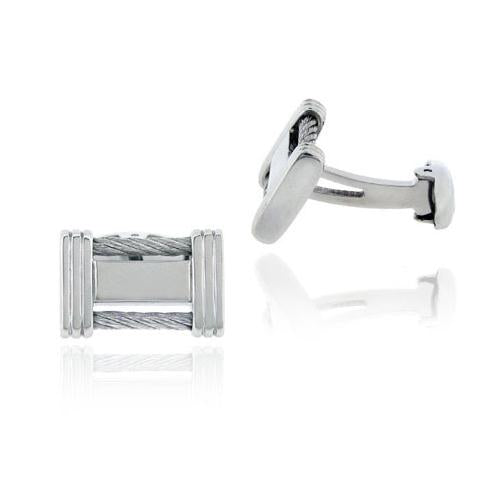 Stainless Steel Cable Design Men's Cufflinks-2