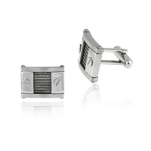 Stainless Steel Nailhead and Cable Design Cufflinks