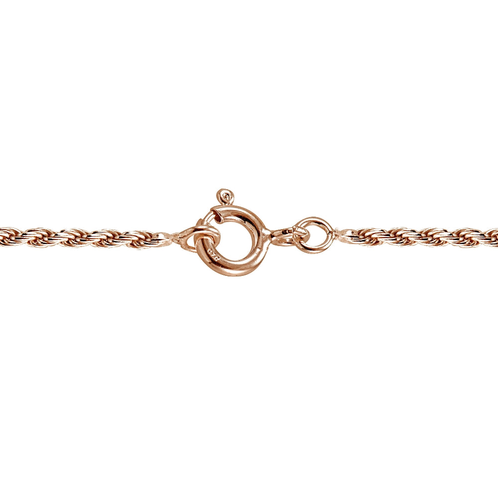 Rose Gold Tone on Silver Italian 1.5mm Twisted Rope Chain Necklace for Pendants 24-Inches-2