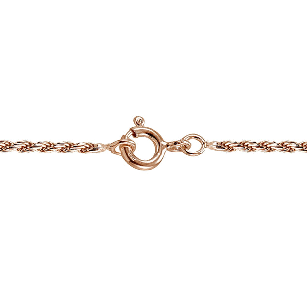 Rose Gold Tone on Silver Italian 1.5mm Twisted Rope Chain Necklace for Pendants 24-Inches