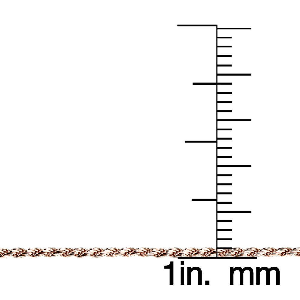 Rose Gold Tone on Silver Italian 1.5mm Twisted Rope Chain Necklace for Pendants 24-Inches-4