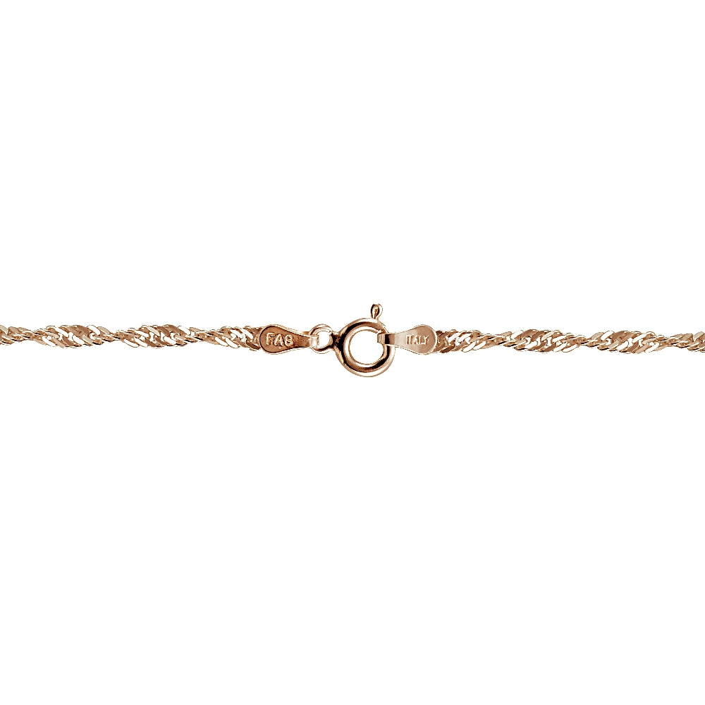 Rose Gold Tone over Silver Italian 2.5mm Diamond-Cut Twist Chain Necklace for Pendants 24-Inches-2