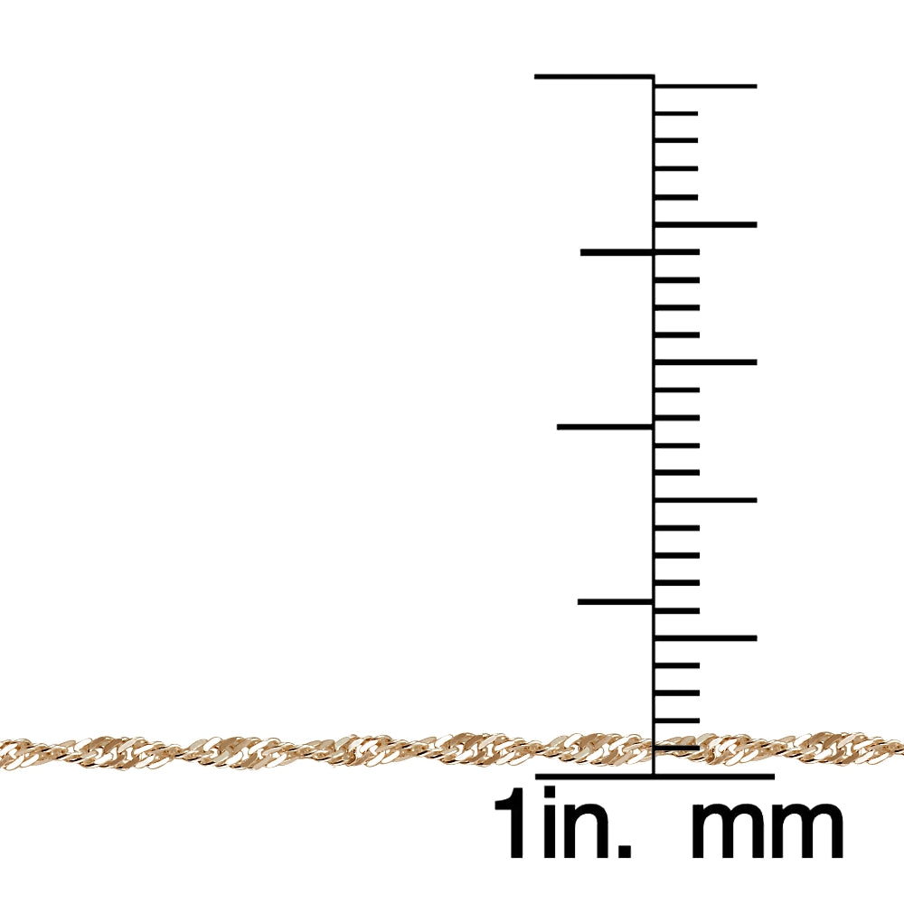 Rose Gold Tone over Silver Italian 2.5mm Diamond-Cut Twist Chain Necklace for Pendants 24-Inches-4