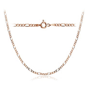 Rose Gold Tone over Sterling Silver 2.5mm Italian Figaro Link Necklace 24 Inches