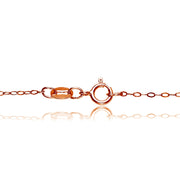 Rose Gold Flashed Sterling Silver 0.90mm Thin Delicate Cable Chain Necklace, 16 Inches