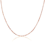 Rose Gold Flashed Sterling Silver 0.90mm Thin Delicate Cable Chain Necklace, 18 Inches