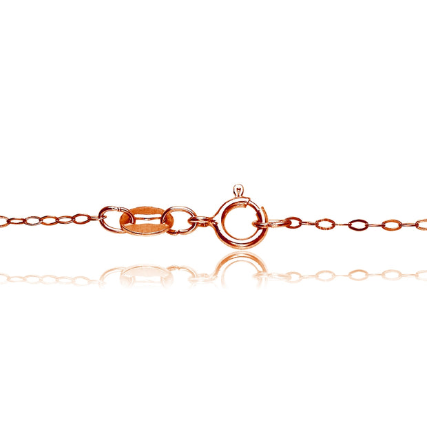 Rose Gold Flashed Sterling Silver 0.90mm Thin Delicate Cable Chain Necklace, 18 Inches