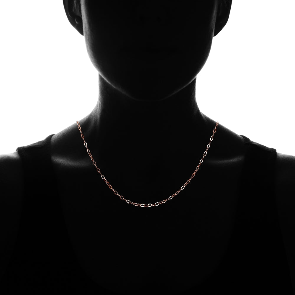 Rose Gold Flashed Sterling Silver 0.90mm Thin Delicate Cable Chain Necklace, 18 Inches-3