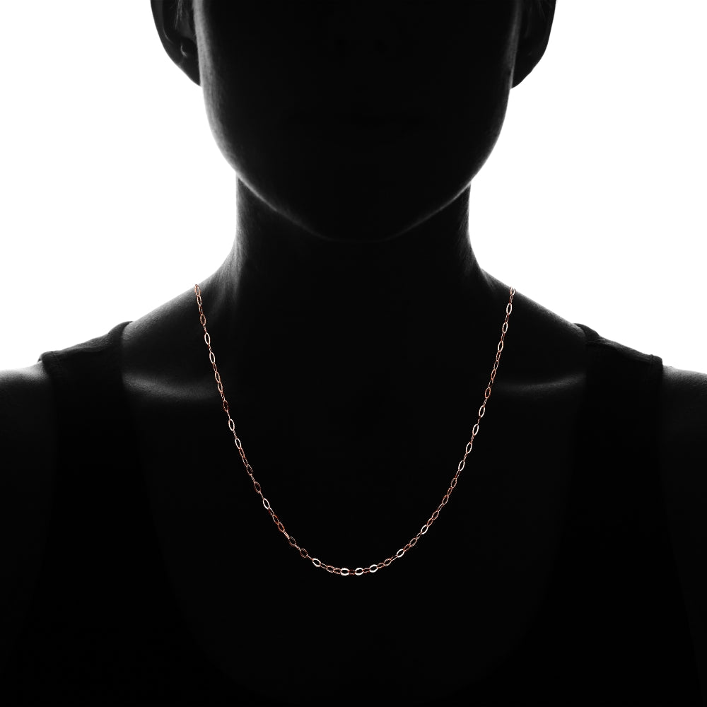 Rose Gold Flashed Sterling Silver 0.90mm Thin Delicate Cable Chain Necklace, 20 Inches-3