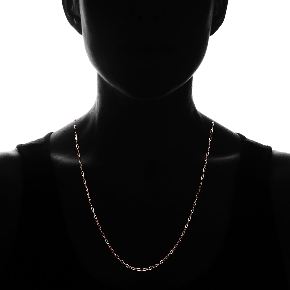 Rose Gold Flashed Sterling Silver 0.90mm Thin Delicate Cable Chain Necklace, 24 Inches-3