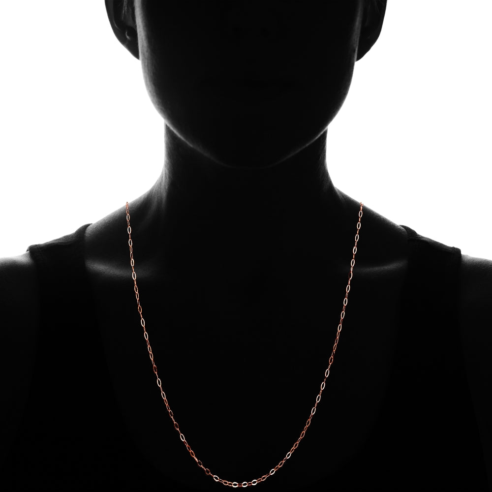 Rose Gold Flashed Sterling Silver 0.90mm Thin Delicate Cable Chain Necklace, 30 Inches-3