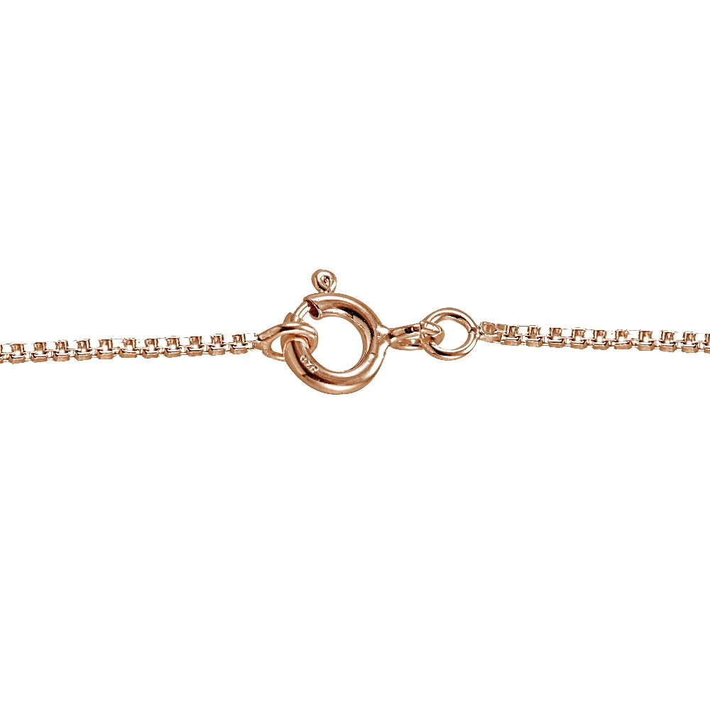Rose Gold Tone Sterling Silver Italian 1mm Box Chain Necklace for Pendants 16 Inches-2