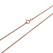 Rose Gold Flashed Sterling Silver 1mm Thin Cable Rolo Chain Necklace, 14 Inches