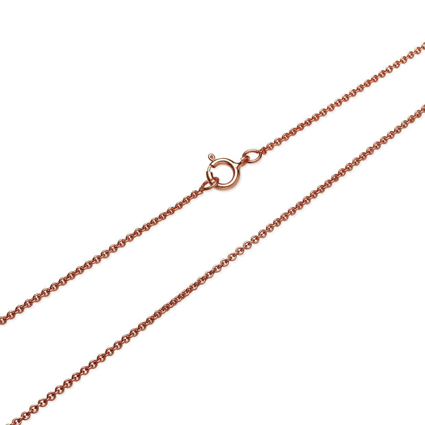 Rose Gold Flashed Sterling Silver 1mm Thin Cable Rolo Chain Necklace, 16 Inches