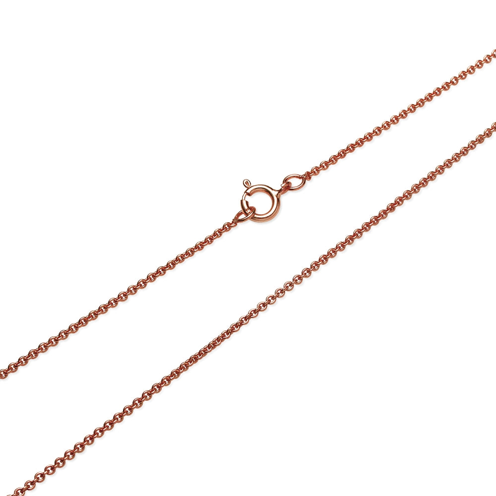 Rose Gold Flashed Sterling Silver 1mm Thin Cable Rolo Chain Necklace, 24 Inches-3