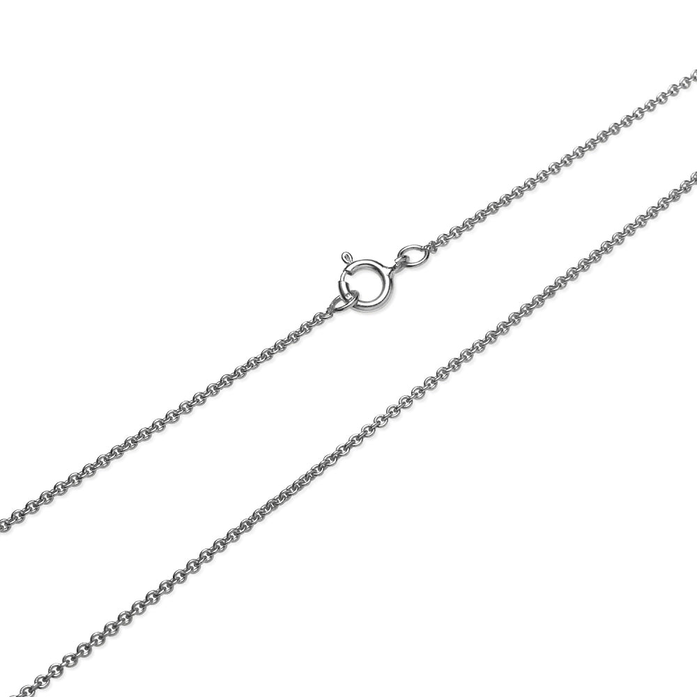 Sterling Silver 1mm Thin Cable Rolo Choker Size Chain Necklace for Pendants, 13” + 3”-2