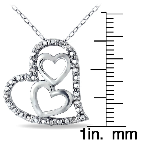 Sterling Silver 1/10ct Diamond Triple Heart Necklace