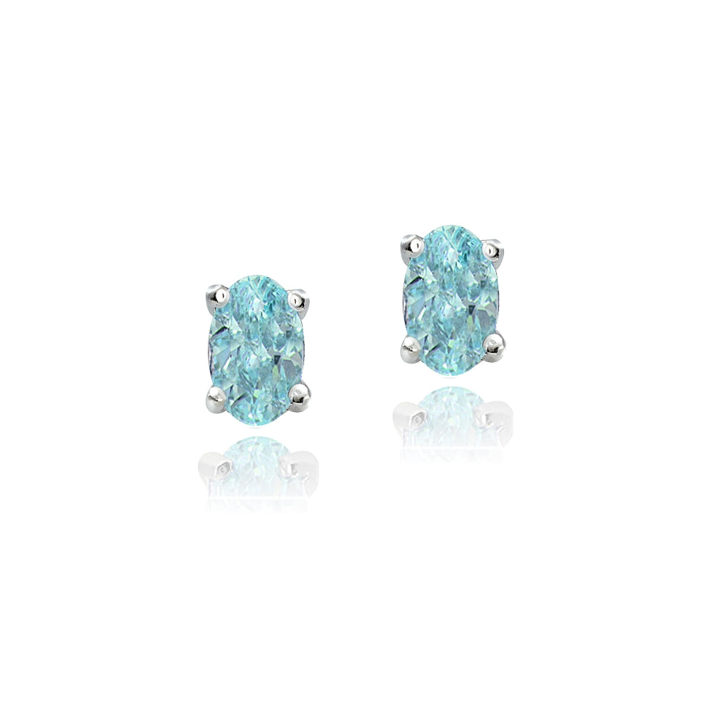 Sterling Silver Genuine Apatite 5x3 Oval Stud Earrings-2