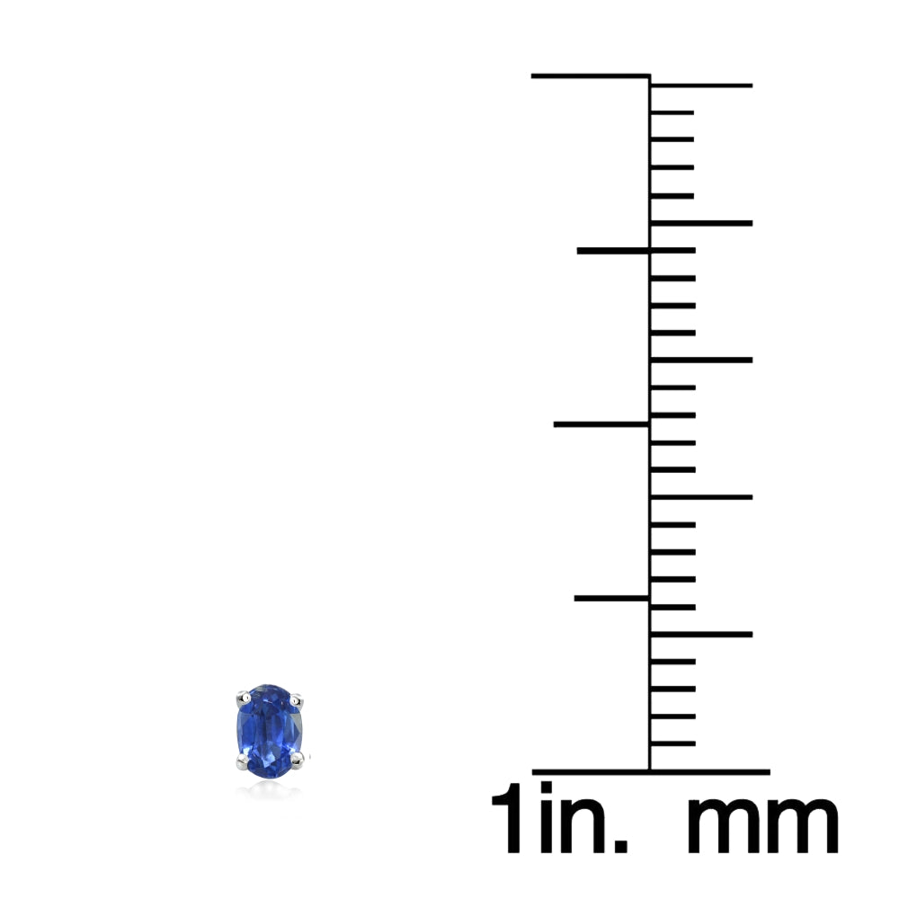 Sterling Silver Genuine Kyanite 5x3mm Oval Stud Earrings-3