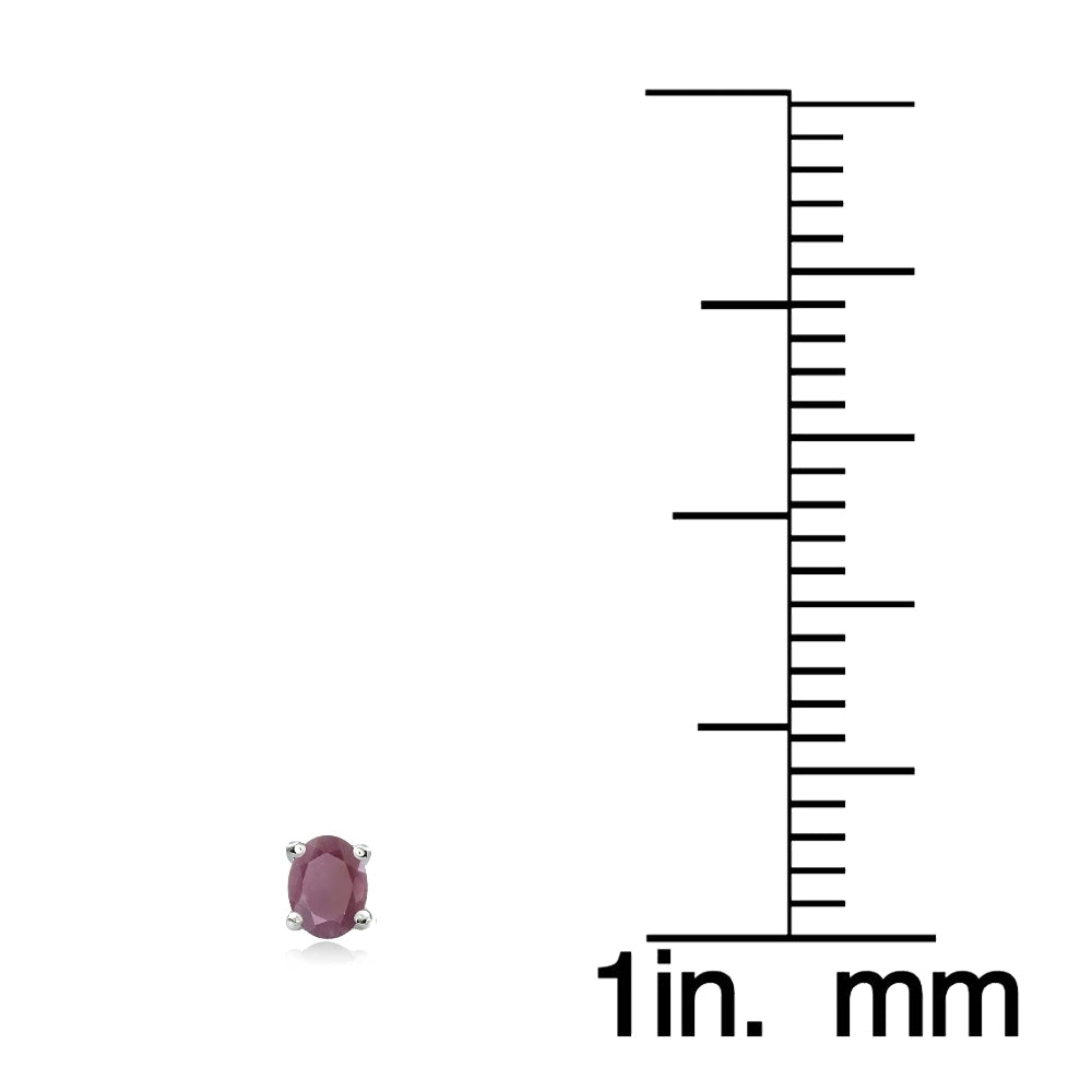 Sterling Silver Genuine Ruby 5x3 Oval Stud Earrings-3