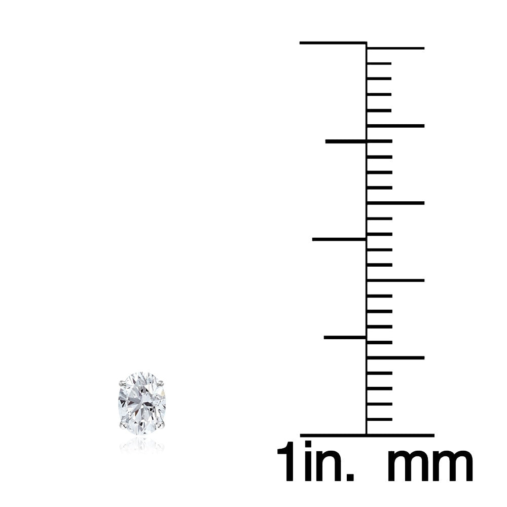 Sterling Silver White Sapphire 5x3mm Oval Stud Earrings-4