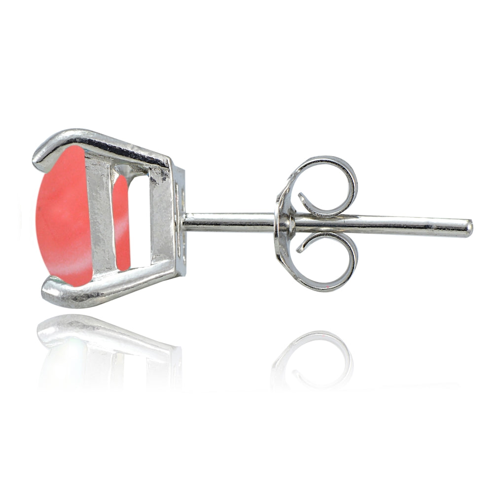 Sterling Silver Dyed Coral Square Stud Earrings-2