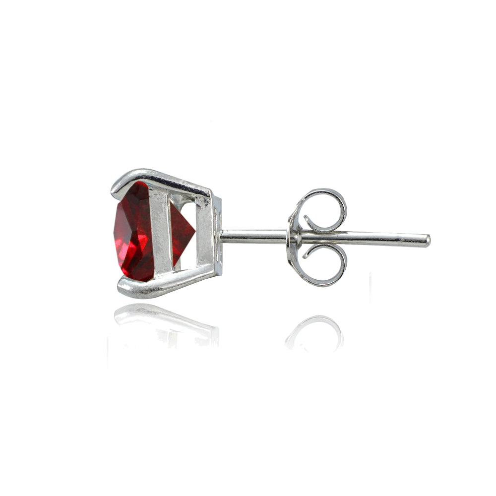 Sterling Silver Garnet 6mm Square Stud Earrings-2