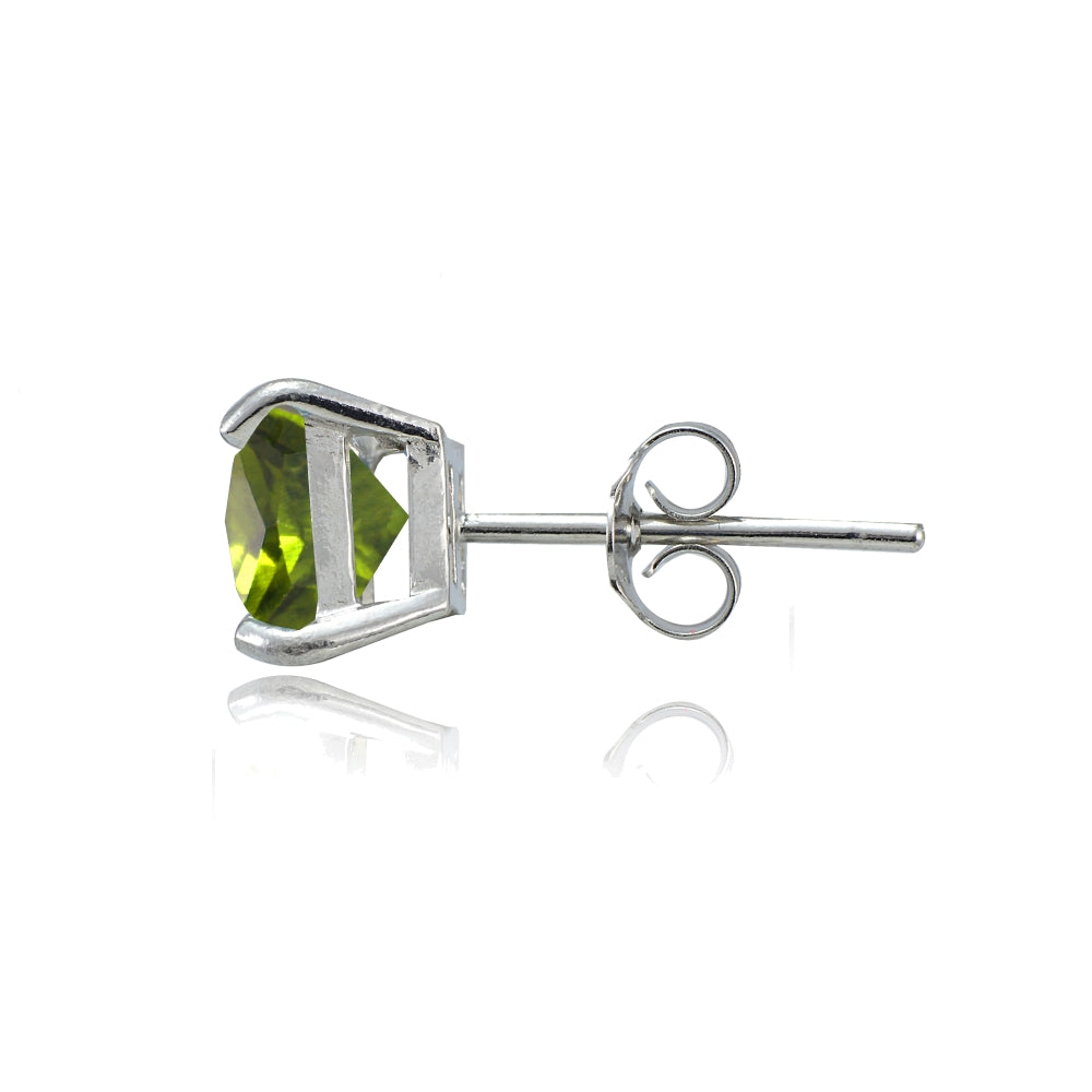 Sterling Silver Peridot 6mm Square Stud Earrings-2