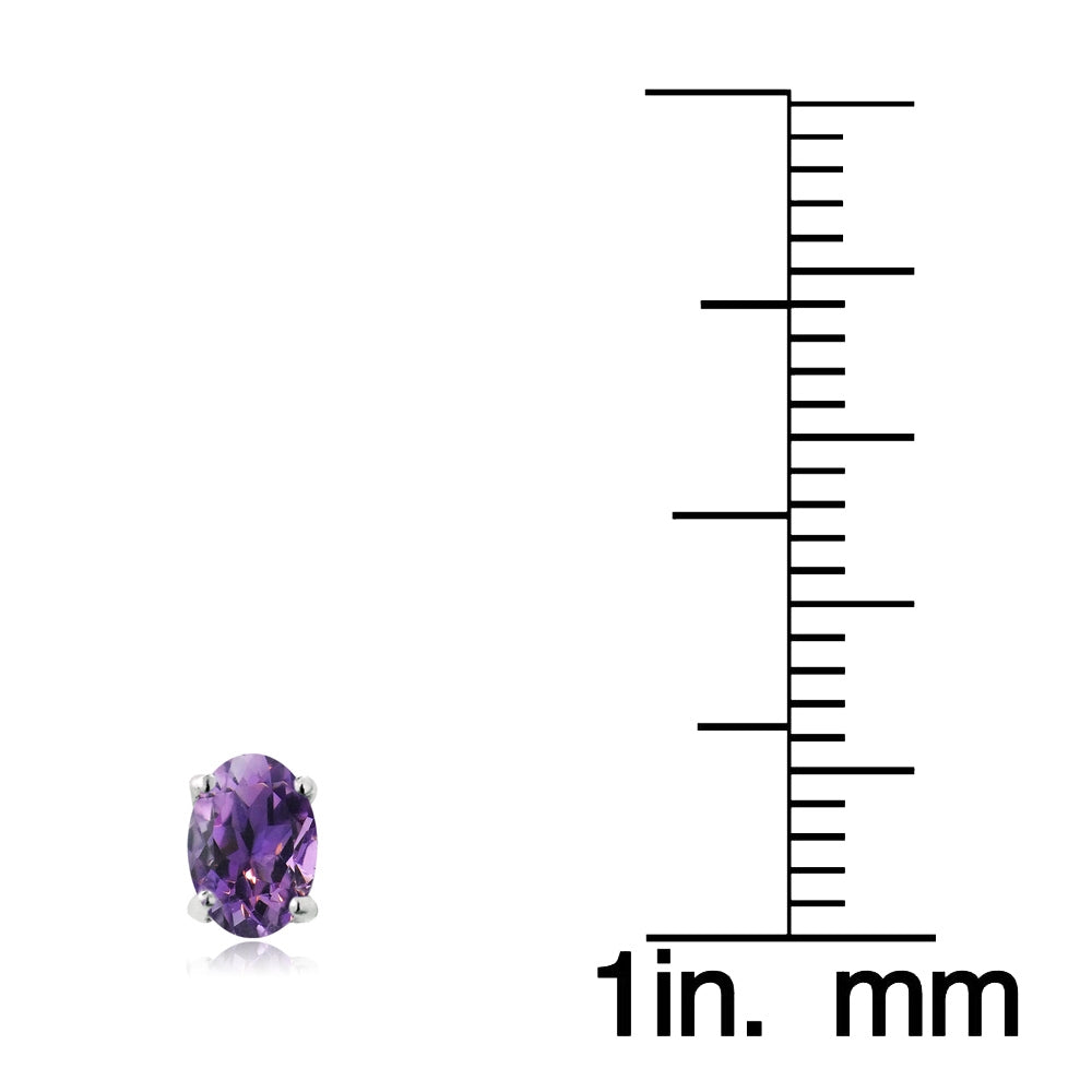Sterling Silver 1 ct African Amethyst 6x4 Oval Stud Earrings-3