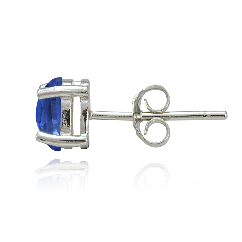 Sterling Silver Genuine Kyanite 6x4mm Oval Stud Earrings-2