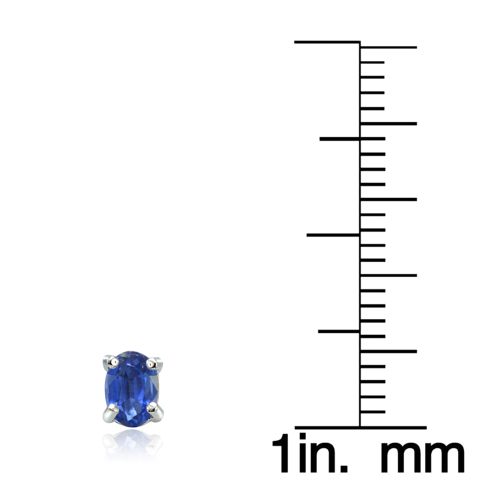 Sterling Silver Genuine Kyanite 6x4mm Oval Stud Earrings-3