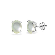 Sterling Silver Created Mother of Pearl Oval 6x4mm Prong-set Stud Earrings