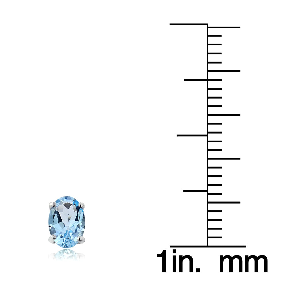 Sterling Silver Swiss Blue Topaz 6x4mm Oval Stud Earrings 1ct-4