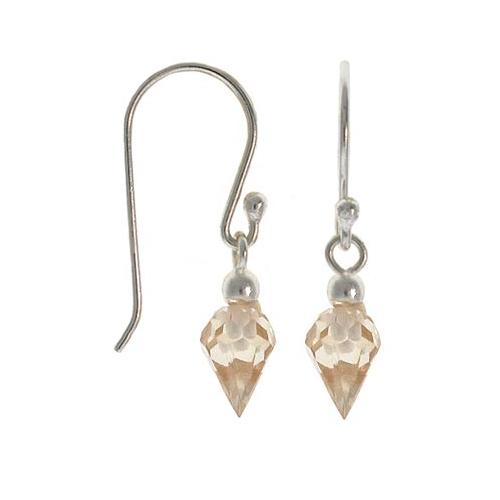 Sterling Silver Champagne CZ Dangle Earrings