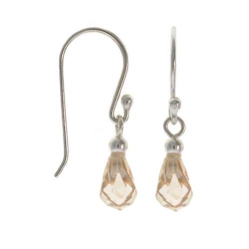 Sterling Silver Champagne CZ Teardrop Dangle Earrings