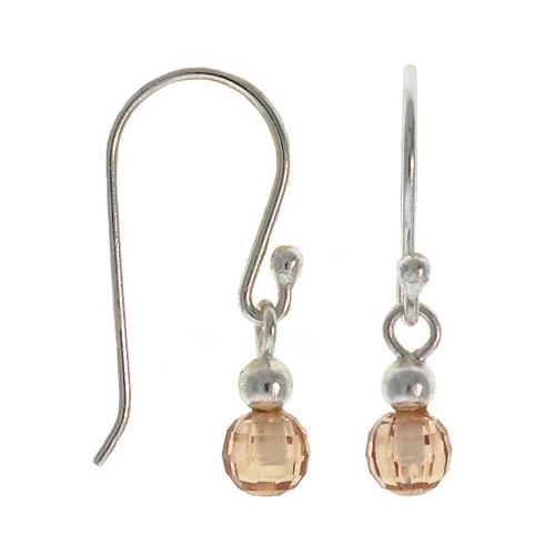 Sterling Silver Champagne CZ Briolette Disc Dangle Earrings